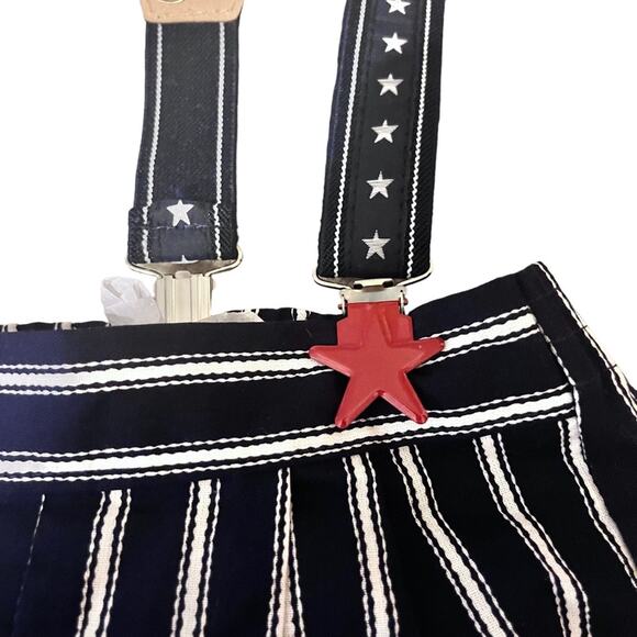 Vtg Baby Sailor Americana 4th of July Striped Overall Shorts Shirt Set Deadstock - Picture 4 of 8